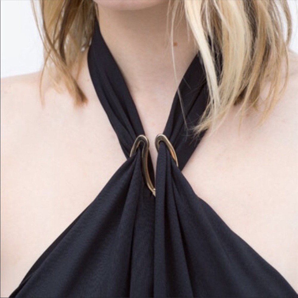 NWT ZARA HALTER NECK TOP WITH METALLIC PIECE - Picture 2 of 4